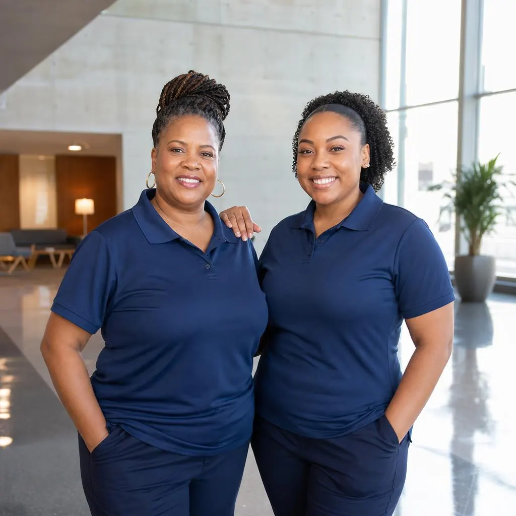 Mother and daughter founders of OA Property Cleaning, a Black-owned family-run commercial cleaning company in the NC Triad