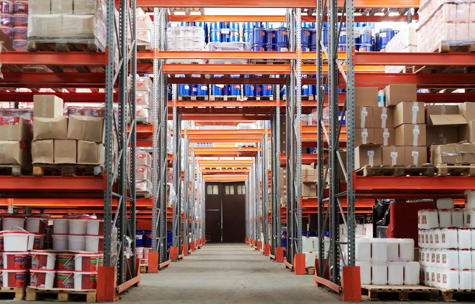 Clean industrial warehouse with sealed epoxy floor