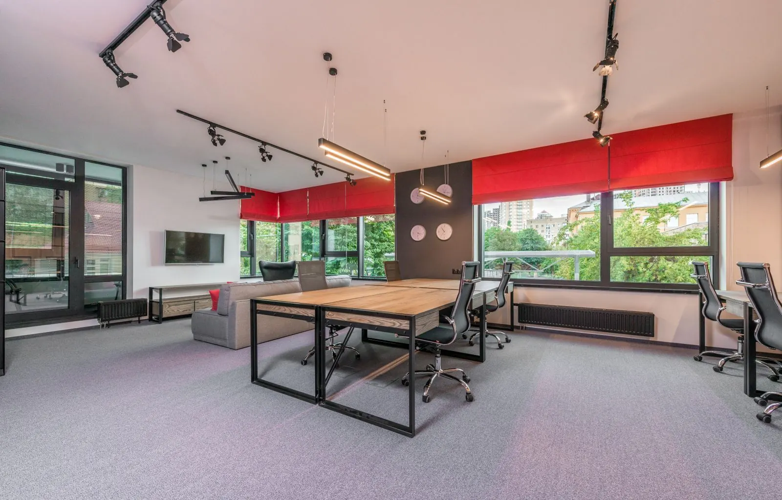 Clean executive office with polished hardwood floors